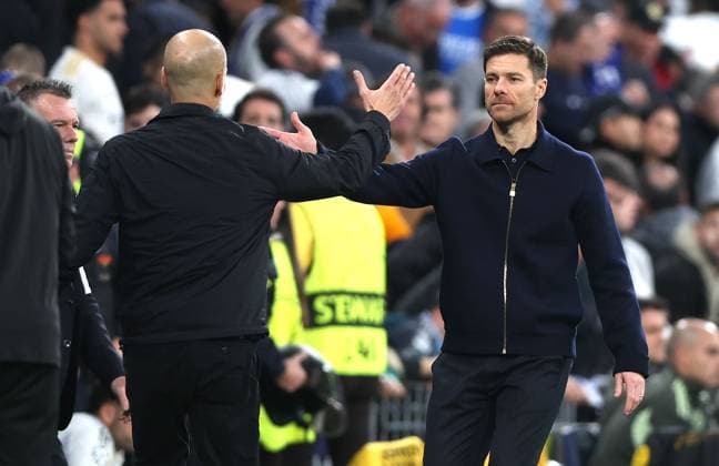 Manchester City manager Pep Guardiola shakes hands with Real Madrid manager Xabi Alonso at full time Real Madrid v Manchester City, UEFA Champions League, Group Stage, Football, Bernabeu, Madrid, Spain - 10 Dec 2025Madrid Bernabeu Spain EDITORIAL USE ONLY No use with unauthorised audio, video, data, fixture lists, club league logos or live services. Online in-match use limited to 120 images, no video emulation. No use in betting, games or single club league player publications. Copyright: xKieranxMcManus Shutterstockx 16009961bj
