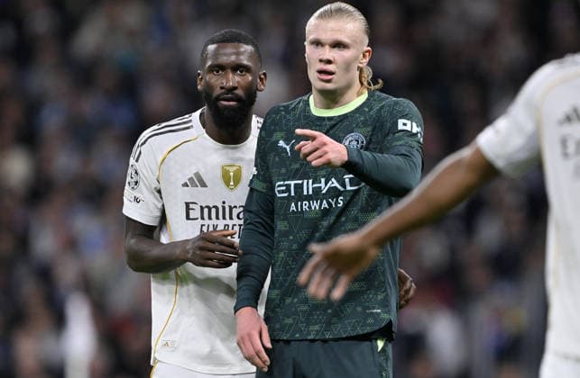 Real Madrid v Manchester City - UEFA Champions League MADRID, SPAIN - DECEMBER 10: Manchester City’s Erling Haaland (R) and Real Madrid’s Antonio Rudiger (L) play during the UEFA Champions League Matchday 6 game at Bernabeu Stadium in Madrid, Spain, on December 10, 2025. Burak Akbulut Anadolu Madrid Spain. Editorial use only. Please get in touch for any other usage.  Copyright: x2025xAnadoluxBurakxAkbulutx