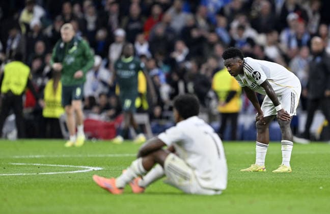 Real Madrid v Manchester City - UEFA Champions League MADRID, SPAIN - DECEMBER 10: Real Madrid’s Vinicius Junior reacts after his team’s defeat to Manchester City during the UEFA Champions League 2025 26 League Phase Matchday 6 match at Santiago Bernabeu Stadium in Madrid, Spain, on December 10, 2025. Burak Akbulut Anadolu Madrid Spain. Editorial use only. Please get in touch for any other usage.  Copyright: x2025xAnadoluxBurakxAkbulutx