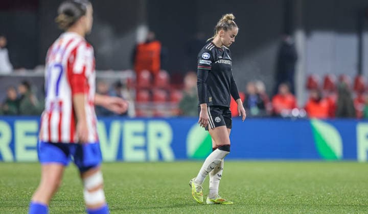 ESP, Madrid, Atletico Madrid vs FC Bayern Munich, WomenÂs Champions League, Football, UEFA, 2025 2026 season, Centro Deportivo Wanda Alcala de Henares, 5 Matchday in picture Disappointment and frustration at FC Bayern Munich after the 2 2 against Atletico Madrid, Giulia Gwinn Bayern Munich 7 DFB DFL REGULATIONS PROHIBIT ANY USE OF PHOTOGRAPHS AS IMAGE SEQUENCES AND OR QUASI VIDEO, 10 12 2025 Copyright: HMBxMedia HendrikxHamelau