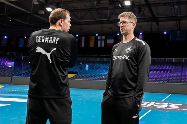 Handball, Womens World Championship Germany Training Co Coach Frederick Griesbach Germany , Coach Markus Gaugisch Germany Rotterdam Ahoey Netherlands
