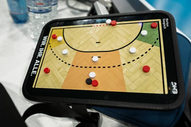 Handball, Womens World Championship Germany Training Tactic board Coach Markus Gaugisch Germany Rotterdam Ahoey Netherlands