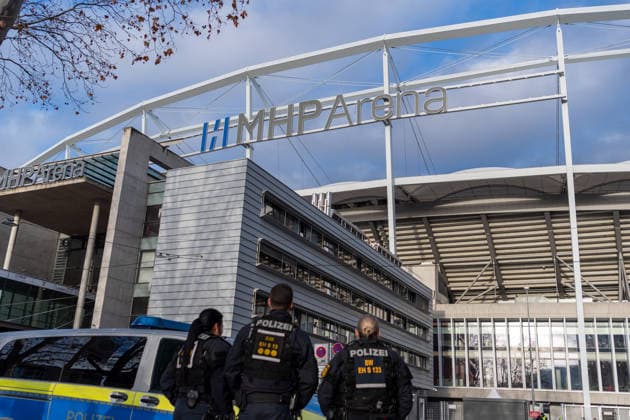 Security, Police, Police presence outside the stadium MHP Arena, GER, VfB Stuttgart vs Maccabi Tel Aviv, Football, UEFA Europa League, Men, Matchday 6, Season 2025 2026, 11 12 2025, GER, VfB Stuttgart vs Maccabi Tel Aviv, Football, UEFA Europa League, Men, Matchday 6, Season 2025 2026, 11 12 2025 Stuttgart Copyright: xEibner-Pressefoto WolfgangxFrankx EP_WFK