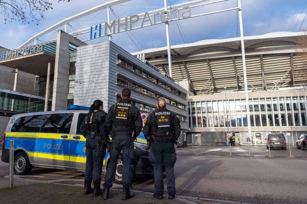 Security, Police, Police presence outside the stadium MHP Arena, GER, VfB Stuttgart vs Maccabi Tel Aviv, Football, UEFA Europa League, Men, Matchday 6, Season 2025 2026, 11 12 2025, GER, VfB Stuttgart vs Maccabi Tel Aviv, Football, UEFA Europa League, Men, Matchday 6, Season 2025 2026, 11 12 2025 Stuttgart Copyright: xEibner-Pressefoto WolfgangxFrankx EP_WFK