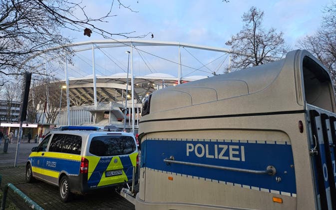 Stuttgart , Football UEFA Europa League VfB Stuttgart vs Maccabi Tel Aviv , Police in front of the MHP Arena