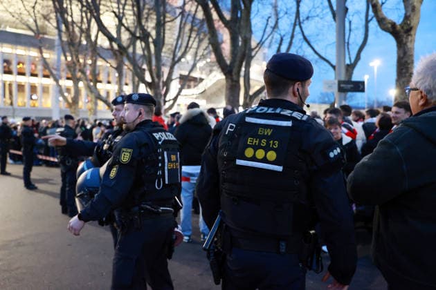 11 12 25 VfB Stuttgart Maccabi Tel Aviv FC Germany, Stuttgart, 11 12 2025, Football, UEFA Europa League, Season 2025 2026, VfB Stuttgart Maccabi Tel Aviv FC Police security controls Admission controls Spectators Fans Stadium MHP Arena