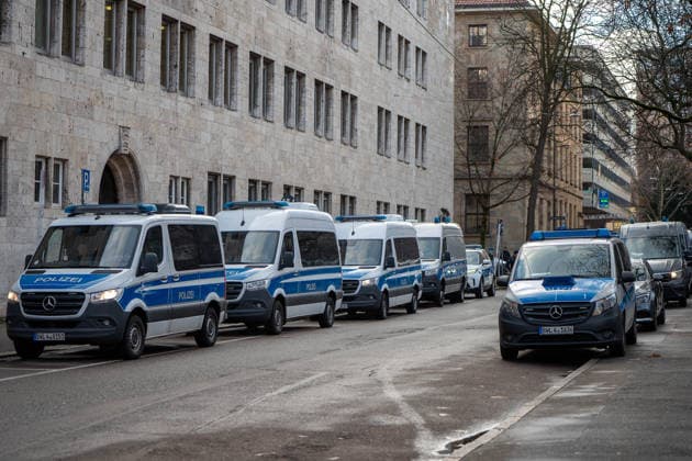 Police emergency vehicles, Stuttgart police forces in front of the high-risk match VfB Stuttgart Maccabi Tel Aviv, Stuttgart police forces in front of the high-risk match VfB Stuttgart Maccabi Tel Aviv Stuttgart Copyright: xEibner-Pressefoto EdwardxCheungx EP_ECG