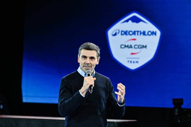 Decathlon - CMA CGM Cycling Team 2026 Presentation Javier Lopez, CEO of Decathlon, presents the team ahead of the coming 2026 season in Villeneuve d Ascq, France, on December 11, 2025, at the Decathlon Campus store. Villeneuve d Ascq France  Copyright: xGautierxDemouveauxx originalFilename:demouveaux-notitle251211_nppLV.jpg