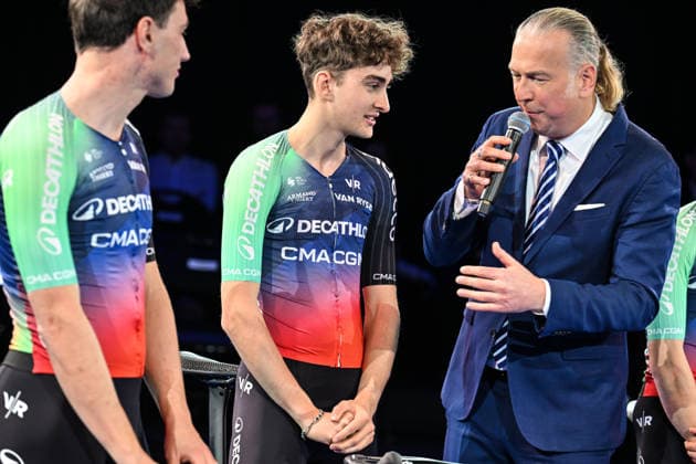 Decathlon - CMA CGM Cycling Team 2026 Presentation French rider Paul Seixas participates in the team presentation ahead of the coming 2026 season in Villeneuve d Ascq, France, on December 11, 2025. Villeneuve d Ascq France  Copyright: xGautierxDemouveauxx originalFilename:demouveaux-notitle251211_npJ4B.jpg