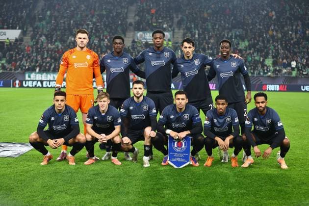 Rangers starting XI - team photo Ferencvaros v Rangers, UEFA Europa League, Group Stage, Football, Groupama Arena, Budapest, Hungary - 11 Dec 2025Budapest Groupama Arena Hungary EDITORIAL USE ONLY No use with unauthorised audio, video, data, fixture lists, club league logos or live services. Online in-match use limited to 120 images, no video emulation. No use in betting, games or single club league player publications.  Copyright: xMichaelxZemanek Shutterstockx 16080575h