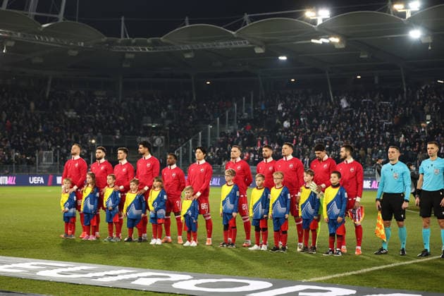 SOCCER - UEFA EL, Sturm vs Red Star GRAZ,AUSTRIA,11.DEC.25 - SOCCER - UEFA Europa League, SK Sturm Graz vs Red Star Belgrade. Image shows team of Red Star.  GEPAxpictures xChrisxBauer