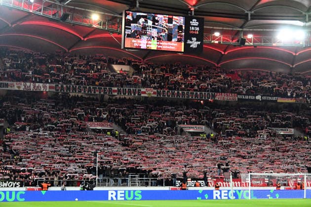 11 12 2025, xsltx, Football UEFA Europa League, VfB Stuttgart Maccabi Tel Aviv v l Fans, Mood, Scarves, Flags VfB Stuttgart Stuttgart