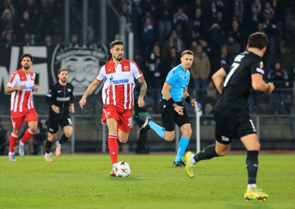 SOCCER - UEFA EL, Sturm vs Red Star GRAZ,AUSTRIA,11.DEC.25 - SOCCER - UEFA Europa League, SK Sturm Graz vs Red Star Belgrade. Image shows Rade Krunic (Red Star).  GEPAxpictures xWolfgangxGrebien