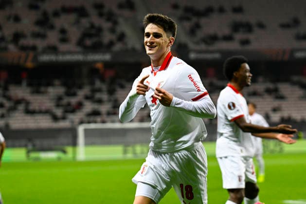FOOTBALL : OGC Nice VS Sporting Braga - UEFA Europa League - 11 12 2025 Joy SC Braga - But Pau Victor - UEFA Europa League match between OGC Nice and SC Braga on December 11, 2025 at the Allianz Riviera in Nice. NiceFrance  Copyright: xWilliamxCannarellax