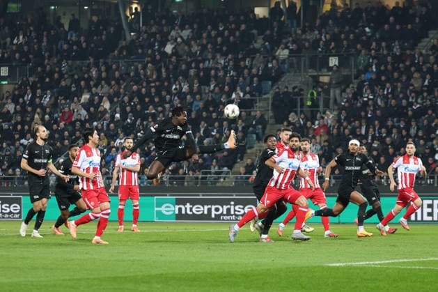 SOCCER - UEFA EL, Sturm vs Red Star GRAZ,AUSTRIA,11.DEC.25 - SOCCER - UEFA Europa League, SK Sturm Graz vs Red Star Belgrade. Image shows Seedy Jatta (Sturm).  GEPAxpictures xChrisxBauer