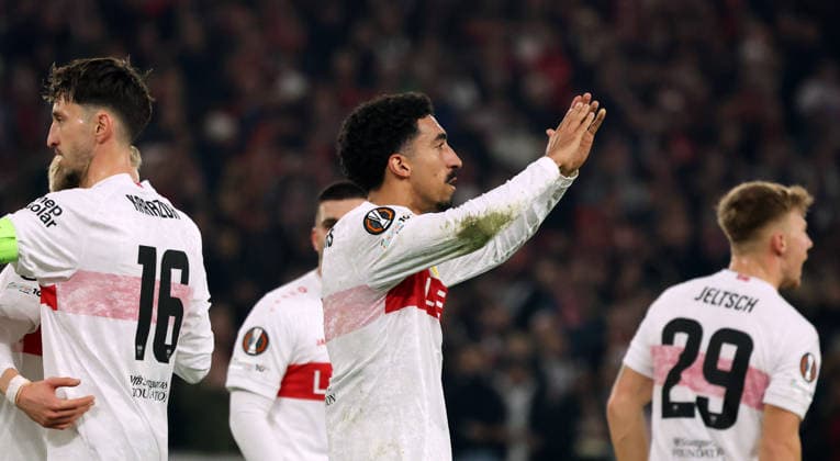 11 12 25 VfB Stuttgart Maccabi Tel Aviv FC Germany, Stuttgart, 11 12 2025, Football, UEFA Europa League, Season 2025 2026, VfB Stuttgart Maccabi Tel Aviv FC Tiago Tomas VfB Stuttgart Jubel Tor 2 0 Tomas