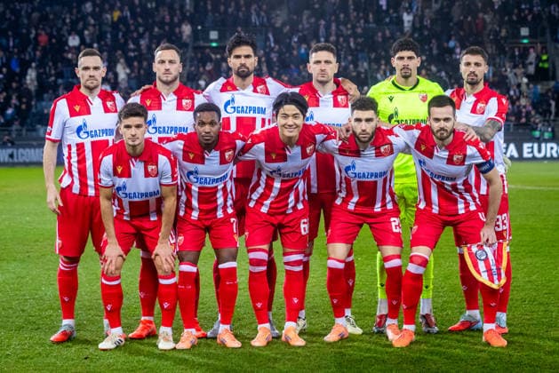 STURM GRAZ - CRVENA ZVEZDA Team photo of Crvena Zvezda during the league phase of UEFA Europa league football match between SK Sturm Graz and FK Crvena Zvezda Belgrade. Graz, Austria, December 11, 2025. Photo by Branislav Racko Copyright: xx _BRR9987