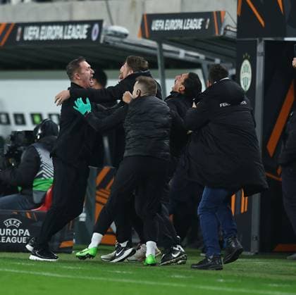Robbie Keane head coach of Ferencvaros celebrates his sides equalising goal Ferencvaros v Rangers, UEFA Europa League, Group Stage, Football, Groupama Arena, Budapest, Hungary - 11 Dec 2025Budapest Groupama Arena Hungary EDITORIAL USE ONLY No use with unauthorised audio, video, data, fixture lists, club league logos or live services. Online in-match use limited to 120 images, no video emulation. No use in betting, games or single club league player publications.  Copyright: xMichaelxZemanek Shutterstockx 16080575x