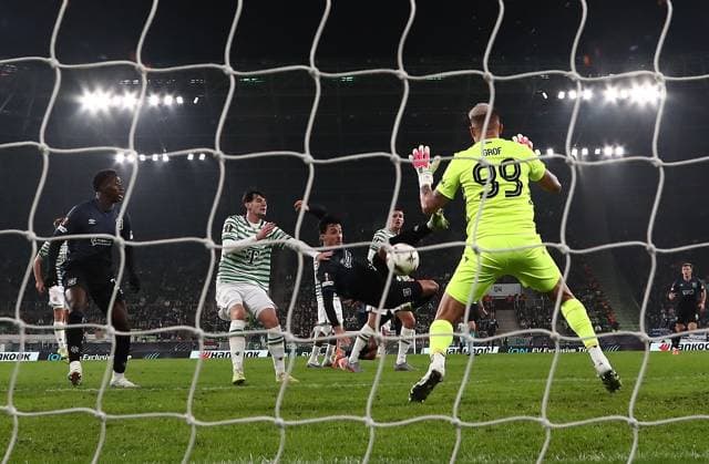 Bojan Miovski of Rangers scores the opening goal past David Grof of Ferencvaros Ferencvaros v Rangers, UEFA Europa League, Group Stage, Football, Groupama Arena, Budapest, Hungary - 11 Dec 2025Budapest Groupama Arena Hungary EDITORIAL USE ONLY No use with unauthorised audio, video, data, fixture lists, club league logos or live services. Online in-match use limited to 120 images, no video emulation. No use in betting, games or single club league player publications.  Copyright: xMichaelxZemanek Shutterstockx 16080575aa