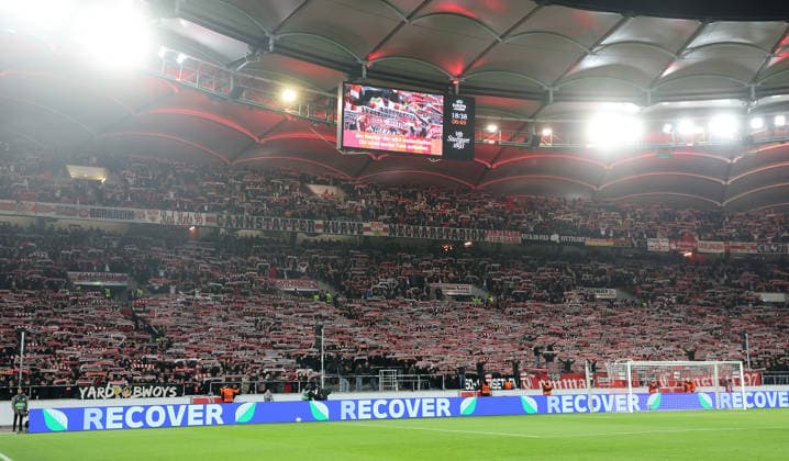 Stuttgart , Football UEFA Europa League VfB Stuttgart vs Maccabi Tel Aviv , Stuttgart fans in the Cannstatter Kurve