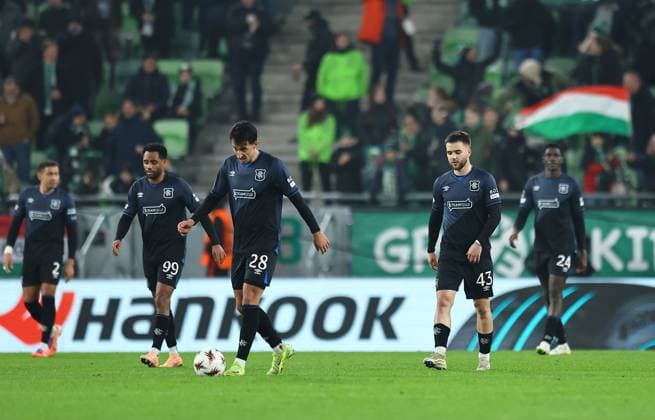 Bojan Miovski of Rangers reacts after conceding a goal Ferencvaros v Rangers, UEFA Europa League, Group Stage, Football, Groupama Arena, Budapest, Hungary - 11 Dec 2025Budapest Groupama Arena Hungary EDITORIAL USE ONLY No use with unauthorised audio, video, data, fixture lists, club league logos or live services. Online in-match use limited to 120 images, no video emulation. No use in betting, games or single club league player publications.  Copyright: xMichaelxZemanek Shutterstockx 16080575ae