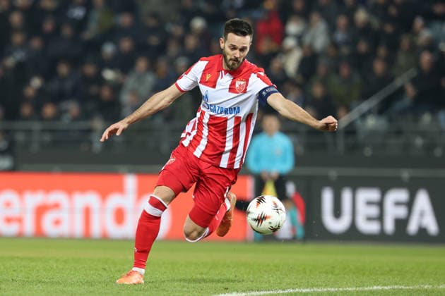 SOCCER - UEFA EL, Sturm vs Red Star GRAZ,AUSTRIA,11.DEC.25 - SOCCER - UEFA Europa League, SK Sturm Graz vs Red Star Belgrade. Image shows Mirko Ivanic (Red Star).  GEPAxpictures xChrisxBauer