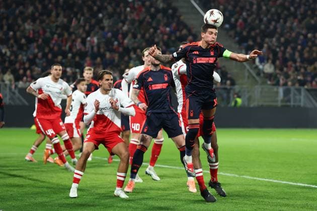 UTRECHT , 11-12-2025 , Stadium Galgenwaard , season 2025 2026 , UEFA Europa League football , League phase Matchday 6 , match between FC Utrecht and Nottingham Forrest , picture shows Nottingham Forest player Nicolas Dominguez Utrecht - Nottingham Forrest  x200122812x Copyright: