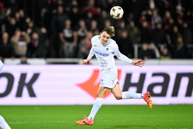 Midtjylland v KRC Genk - UEFA Europa League MIDTJYLLAND, DENMARK - DECEMBER 11 : Smets Matte defender of KRC Genk during the UEFA Europa League 2025 26 League Phase MD6 match between Midtjylland and KRC Genk on December 11, 2025 in Midtjylland, Denmark, 11 12 2025 Midtjylland Denmark  Copyright: xTomasxSiskx