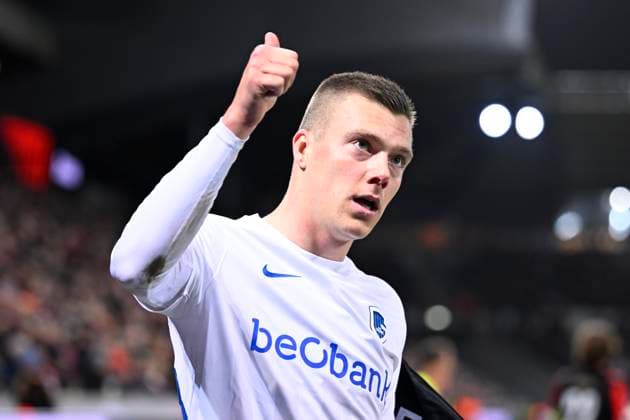 Midtjylland v KRC Genk - UEFA Europa League MIDTJYLLAND, DENMARK - DECEMBER 11 : Heymans Daan midfielder of KRC Genk during the UEFA Europa League 2025 26 League Phase MD6 match between Midtjylland and KRC Genk on December 11, 2025 in Midtjylland, Denmark, 11 12 2025 Midtjylland Denmark  Copyright: xTomasxSiskx