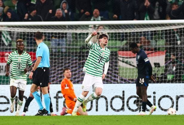 Bence Otvos of Ferencvaros celebrates scoring his sides first goal during UEFA Europa League league phase match at the Groupama Arena, Budapest. Ferencvaros v Rangers - UEFA Europa League - League Phase - Groupama Arena, Budapest, Hungary - 11 Dec 2025Budapest Groupama Arena United Kingdom  Copyright: xO Rourke RangersxFC Shutterstockx 16081545u