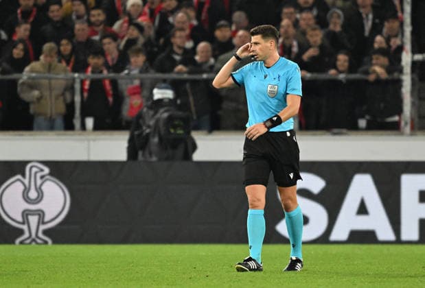 11 12 2025, xsltx, Football UEFA Europa League, VfB Stuttgart Maccabi Tel Aviv v l Referee Marian Alexandru Barbu Romania Stuttgart