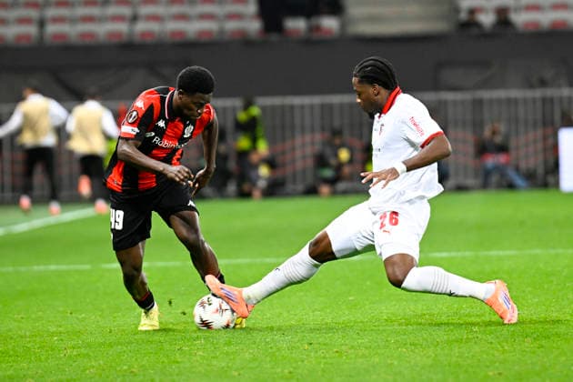 FOOTBALL : OGC Nice VS Sporting Braga - UEFA Europa League - 11 12 2025 Bernard Nguene (OGC Nice) - UEFA Europa League match between OGC Nice and SC Braga on December 11, 2025 at the Allianz Riviera in Nice. NiceFrance  Copyright: xWilliamxCannarellax