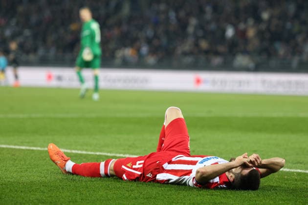 SOCCER - UEFA EL, Sturm vs Red Star GRAZ,AUSTRIA,11.DEC.25 - SOCCER - UEFA Europa League, SK Sturm Graz vs Red Star Belgrade. Image shows Mirko Ivanic (Red Star).  GEPAxpictures xChrisxBauer