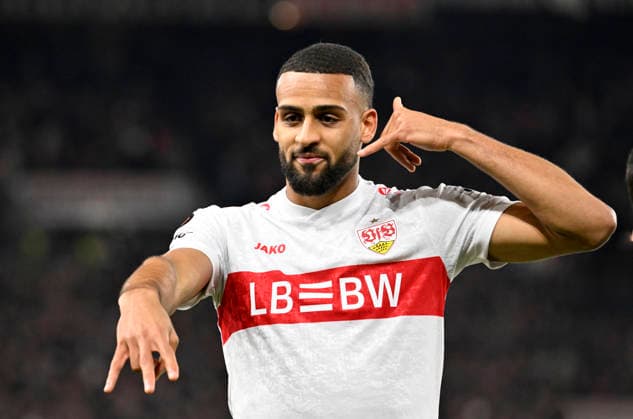 GOAL for 4 1 Josha Vagnoman VfB Stuttgart 04 Goal celebration VfB Stuttgart vs Maccabi Tel Aviv FC EUROPA LEAGUE EL 11 12 2025 DFL REGULATIONS PROHIBIT ANY USE OF PHOTOGRAPHS AS IMAGE SEQUENCES AND OR QUASI VIDEO VfB Stuttgart vs Maccabi Tel Aviv FC EUROPA LEAGUE EL