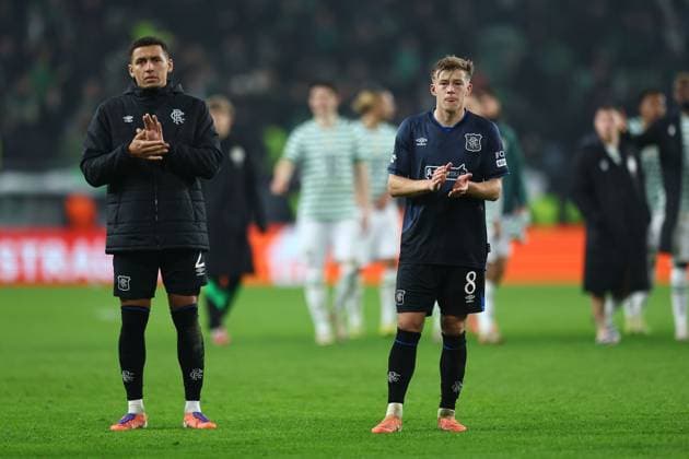Connor Barron of Rangers applauds the fans Ferencvaros v Rangers, UEFA Europa League, Group Stage, Football, Groupama Arena, Budapest, Hungary - 11 Dec 2025Budapest Groupama Arena Hungary EDITORIAL USE ONLY No use with unauthorised audio, video, data, fixture lists, club league logos or live services. Online in-match use limited to 120 images, no video emulation. No use in betting, games or single club league player publications.  Copyright: xMichaelxZemanek Shutterstockx 16080575at