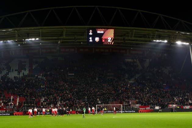2025-12-11 FC Utrecht v Nottingham Forest FC - UEFA Europa League 2025 26 League Phase MD6 UTRECHT, NETHERLANDS - DECEMBER 11: View of Stadion Galgenwaard during the UEFA Europa League 2025 26 League Phase MD6 match between FC Utrecht and Nottingham Forest FC at Stadion Galgenwaard on December 11, 2025 in Utrecht, Netherlands. Utrecht Stadion Galgenwaard Netherlands Content not available for redistribution in The Netherlands directly or indirectly through any third parties. Copyright: xBenxGalx