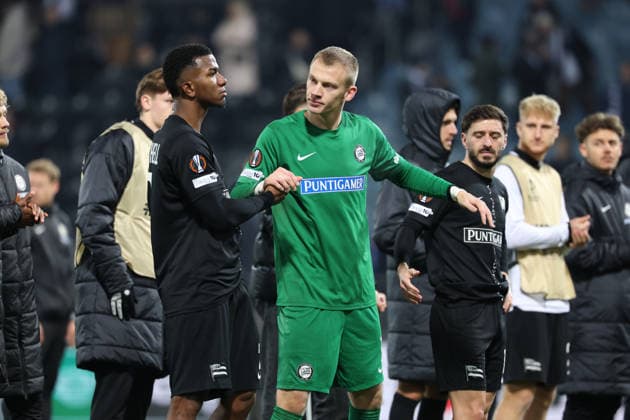 SOCCER - UEFA EL, Sturm vs Red Star GRAZ,AUSTRIA,11.DEC.25 - SOCCER - UEFA Europa League, SK Sturm Graz vs Red Star Belgrade. Image shows Oliver Christensen (Sturm).  GEPAxpictures xChrisxBauer