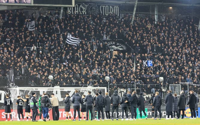SOCCER - UEFA EL, Sturm vs Red Star GRAZ,AUSTRIA,11.DEC.25 - SOCCER - UEFA Europa League, SK Sturm Graz vs Red Star Belgrade. Image shows fans of SK Sturm Graz.  GEPAxpictures xWolfgangxGrebien