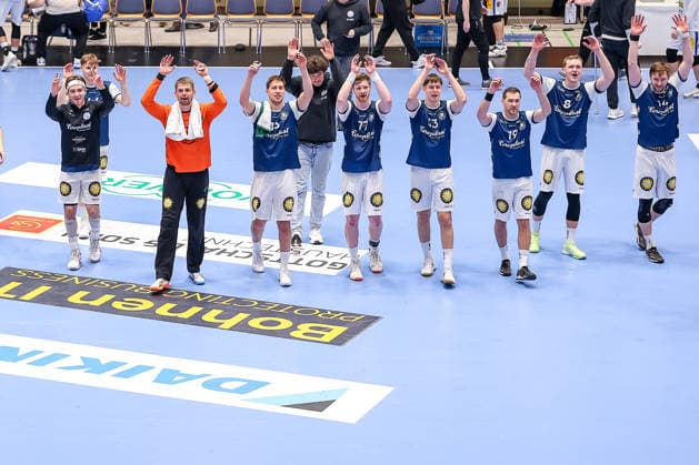 11 12 2025, Handball, HBL, Bergischer HC ThSV Eisenach, Unihalle Wuppertal Final jubilation after the 27 26 victory for BHC Nordrhein Westfalen Germany