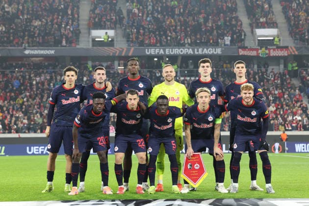 11 12 2025, xrekx, Football UEFA Europa League, SC Freiburg RB Salzburg v l Mannschaftsfoto RB Salzburg DFL DFB REGULATIONS PROHIBIT ANY USE OF PHOTOGRAPHS as IMAGE SEQUENCES and or QUASI VIDEO Freiburg