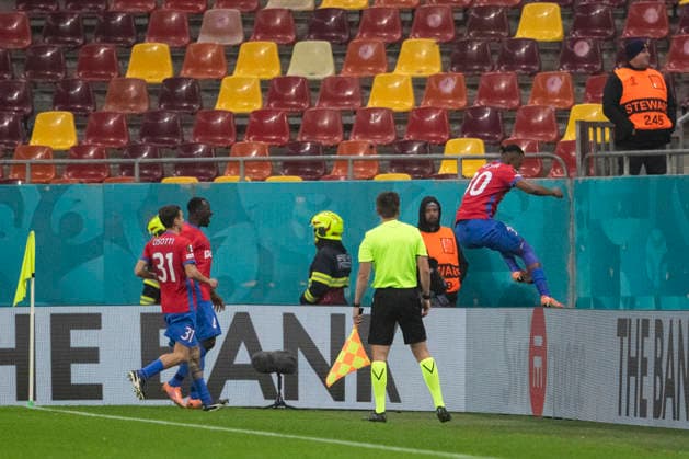 November, 11, 2025, UEFA EUROPA LEAGUE, League phase, Matchday 6, FCSB vs Feyenoord, Bucharest, National Arena Stadium 30 Siyabonga Ngezana celebrates his team s first goal