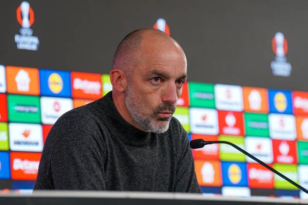 Football UEFA Europa League 2025 26, Matchday 6 VfB Stuttgart vs Maccabi Tel Aviv FC Arena Stuttgart Germany Å½arko LazetiÄ‡ Zarko Lazetic Coach, Maccabi Tel Aviv Press conference, Media Copyright: xJOERANxSTEINSIEKx