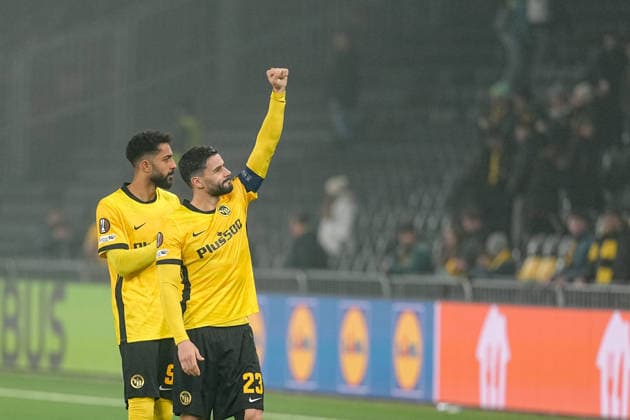 Switzerland UEFA Europa League 2025 26, BSC Young Boys vs LOSC Lille Stadion Wankdorf, Bern Loris Benito 23 Young Boys after the win against LOSC Lille Bern Stadion Wankdorf Bern Switzerland Copyright: xKjetilxWaberx