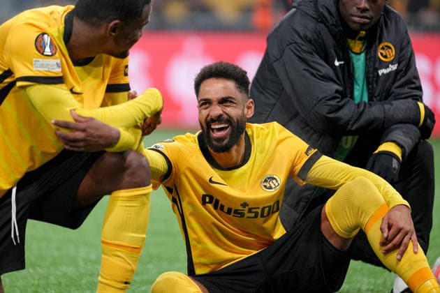 Switzerland UEFA Europa League 2025 26, BSC Young Boys vs LOSC Lille Stadion Wankdorf, Bern Saidy Janko 17 Young Boys after the win against LOSC Lille Bern Stadion Wankdorf Bern Switzerland Copyright: xKjetilxWaberx