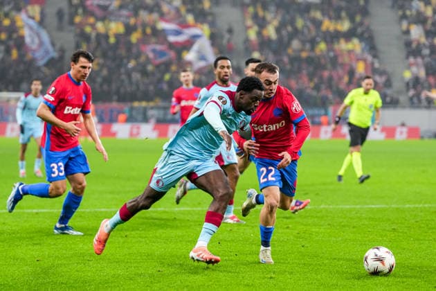 UEFA Europa League: Fotbal Club FCSB v Feyenoord Bucharest - Jordan Lotomba of Feyenoord during the sixth match of the UEFA Europa League 2025 2026. The match is set between Fotbal Club FCSB and Feyenoord at Arena Nationala on 11 December 2025 in Bucharest, Romania. Copyright: xYannickxVerhoevenx