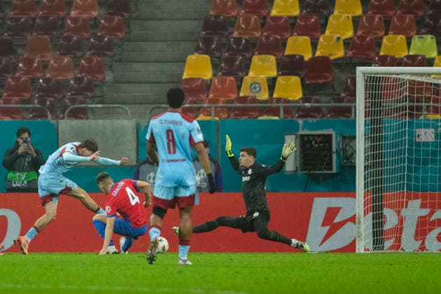 November, 11, 2025, UEFA EUROPA LEAGUE, League phase, Matchday 6, FCSB vs Feyenoord, Bucharest, National Arena Stadium 17 Casper Tengstedt scores his side to make it tree to one