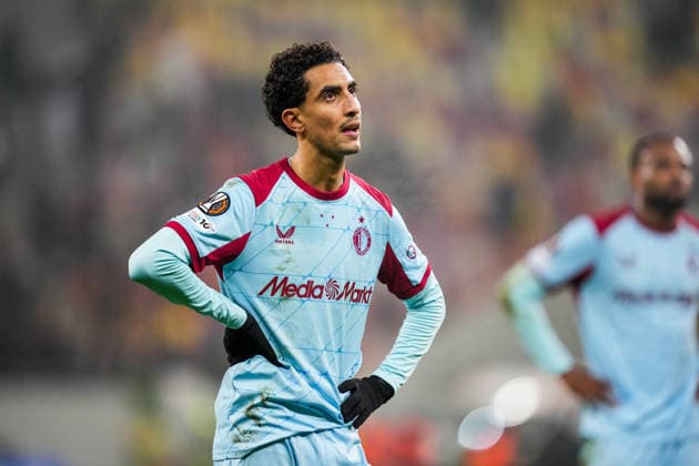 UEFA Europa League: Fotbal Club FCSB v Feyenoord Bucharest - Oussama Targhalline of Feyenoord during the sixth match of the UEFA Europa League 2025 2026. The match is set between Fotbal Club FCSB and Feyenoord at Arena Nationala on 11 December 2025 in Bucharest, Romania. Copyright: xYannickxVerhoevenx