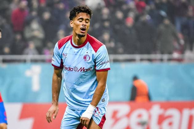 BUCHAREST , 11-12-2025 , National Arena , season 2025 2026 , UEFA Europa League football , League phase matchday 6 , match between FC Steaua Boekarest and Feyenoord , picture shows Feyenoord player Goncalo Borges looks disappointed after the lost match FCSB - Feyenoord  x200126363x Copyright: