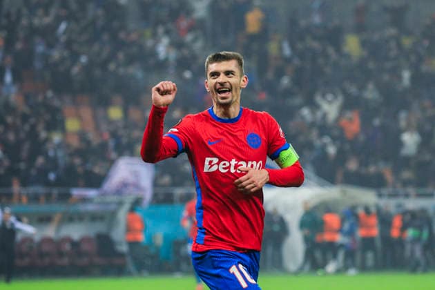 November, 11, 2025, UEFA EUROPA LEAGUE, League phase, Matchday 6, FCSB vs Feyenoord, Bucharest, National Arena Stadium 10 Florin Tanase celebrates scoring his first goal of the match and winning the match