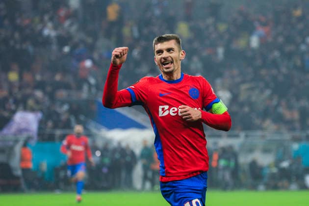 November, 11, 2025, UEFA EUROPA LEAGUE, League phase, Matchday 6, FCSB vs Feyenoord, Bucharest, National Arena Stadium 10 Florin Tanase celebrates scoring his first goal of the match and winning the match